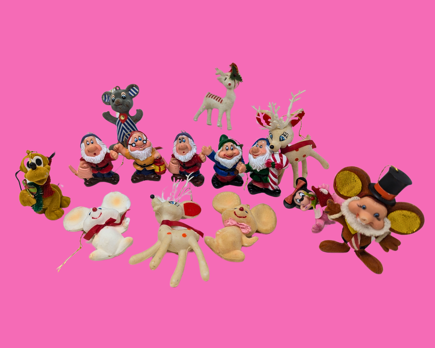 Décorations de Noël vintage des années 1960, personnages et cerfs Disney, vendues en lot