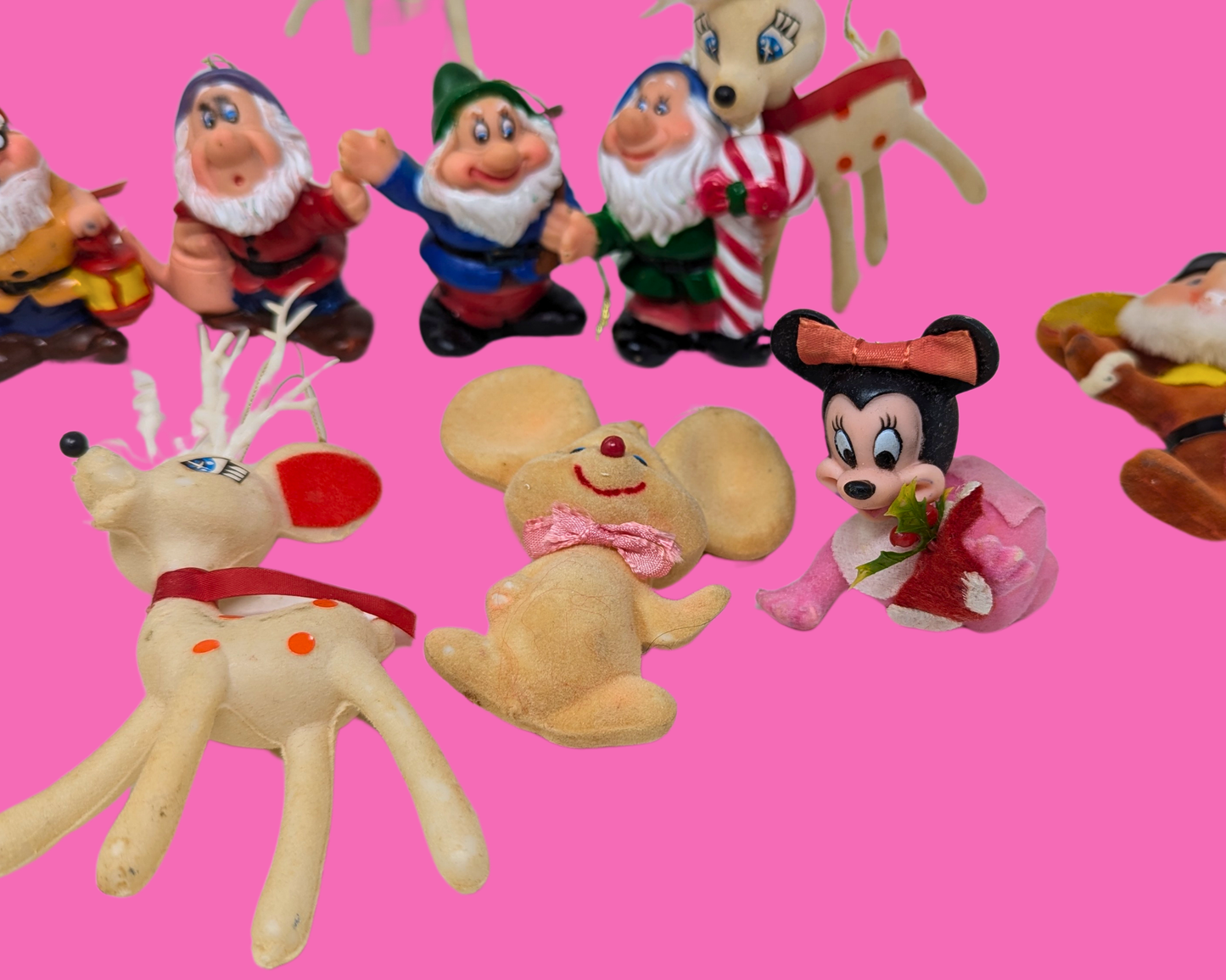 Décorations de Noël vintage des années 1960, personnages et cerfs Disney, vendues en lot