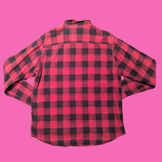 Y2K Columbia Red and Black Plaid Thick Shirt Size L
