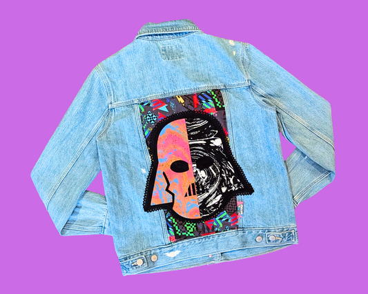 Veste en jean Star Wars Dark Vador faite main et recyclée, taille S