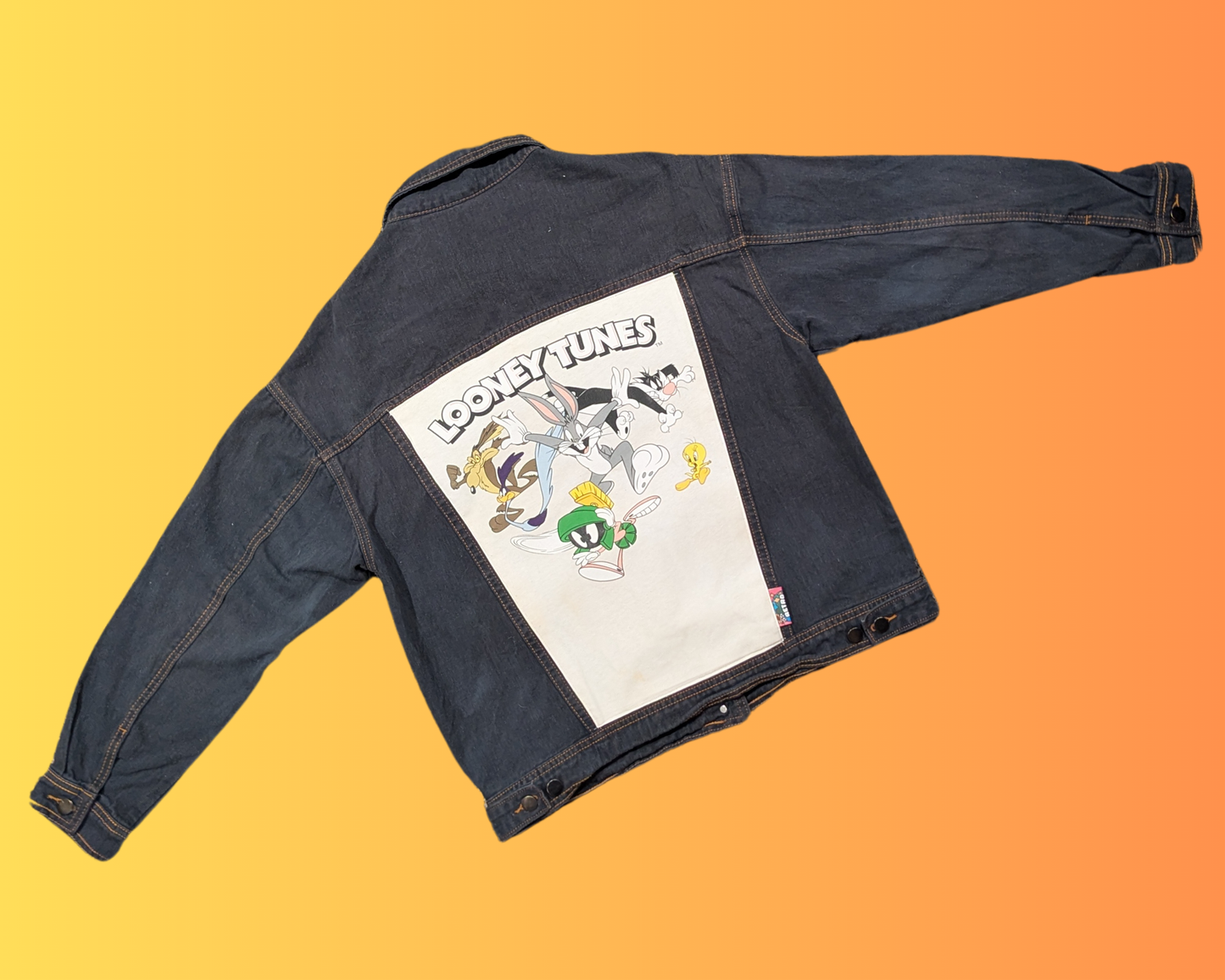 Handmade, Upcycled The Looney Tunes Denim Jacket Size M