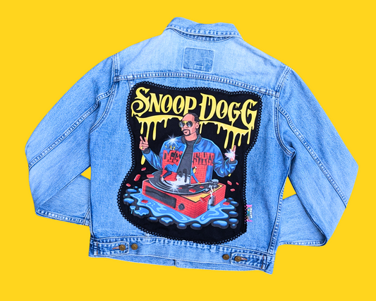 Handmade, Upcycled Snoop Dogg Denim Jacket Size XS