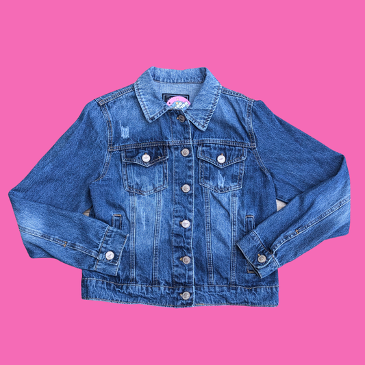Romeo + Juliet Upcycled T-Shirt Denim Jacket Size M
