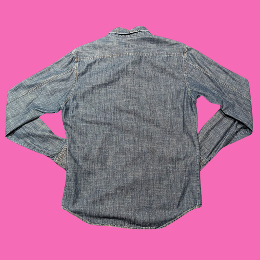 Zara Men Denim Button Down Shirt Size M