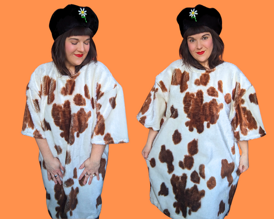 T-shirt surdimensionné XL en fausse fourrure, fait main et recyclé, imprimé animal vintage des années 1990