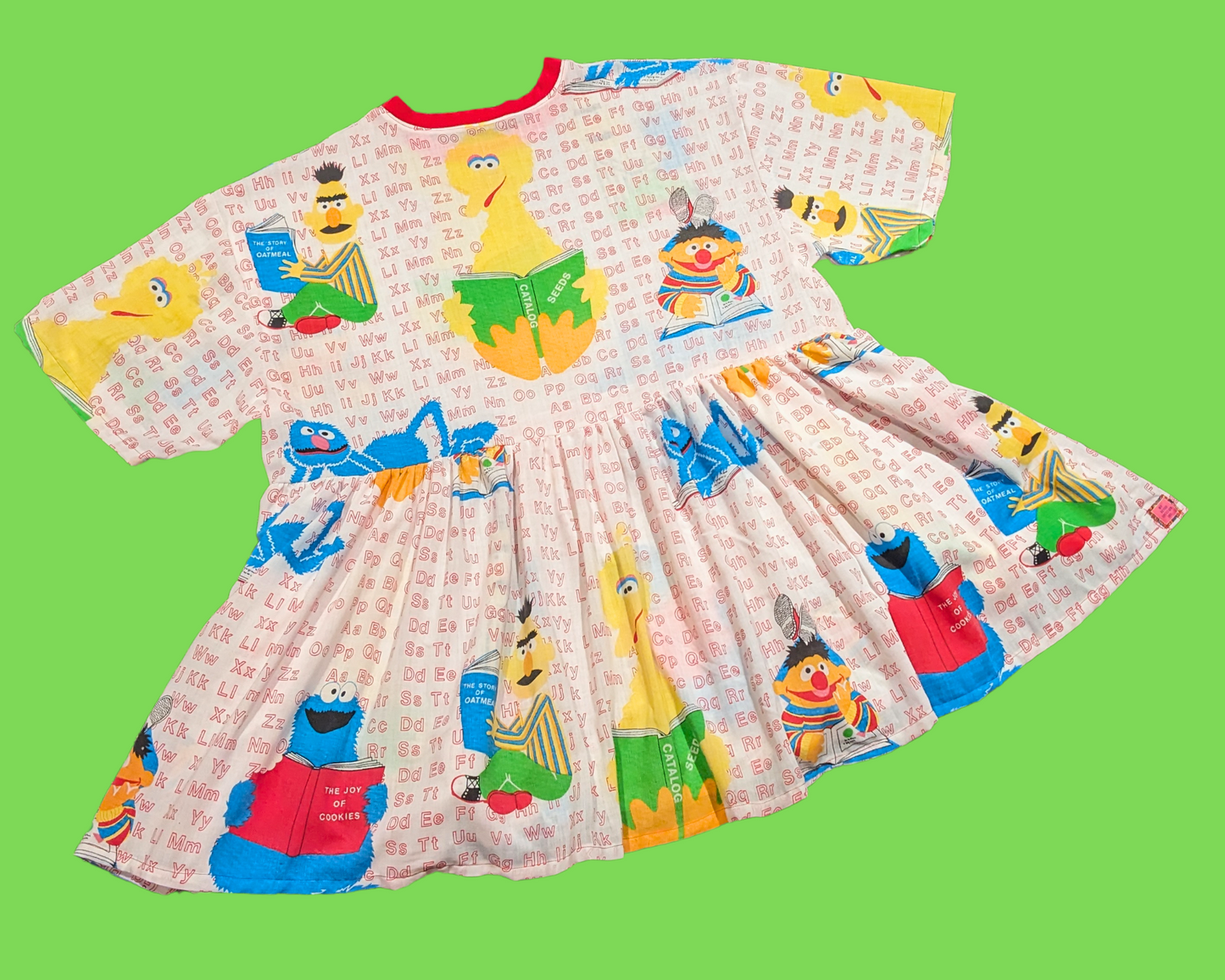 Robe t-shirt drap de lit Sesame Street, faite à la main et recyclée, taille 2XL