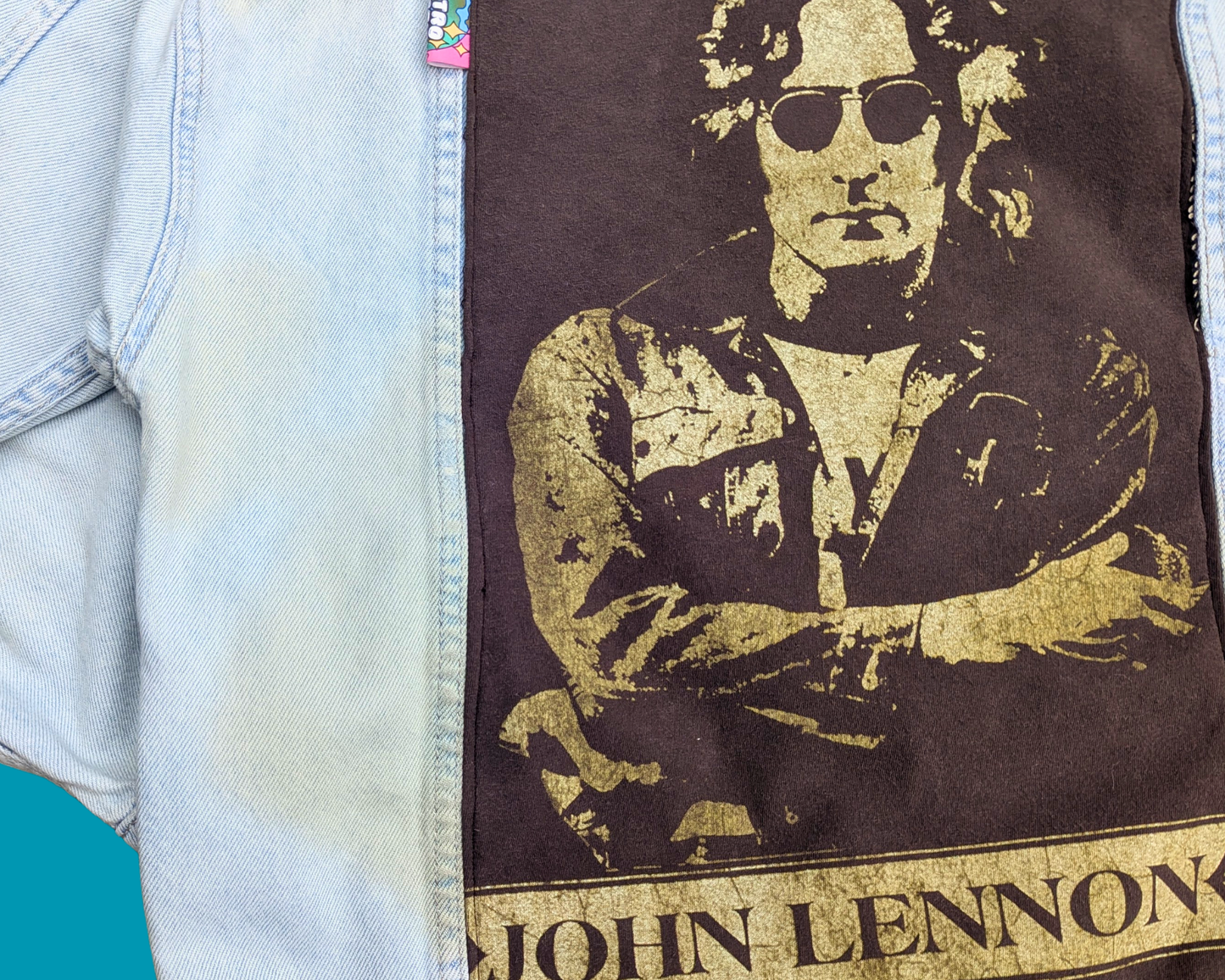 Handmade, Upcycled John Lennon Denim Jacket Size M