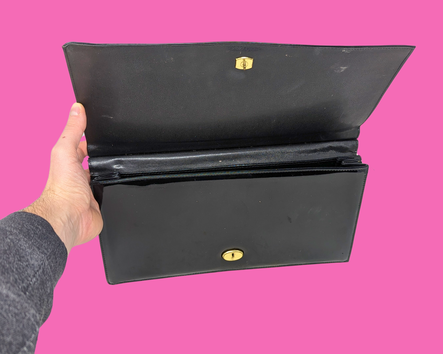Sac à main vintage en cuir avec poignée en bois par Mastercraff Fabriqué au Canada