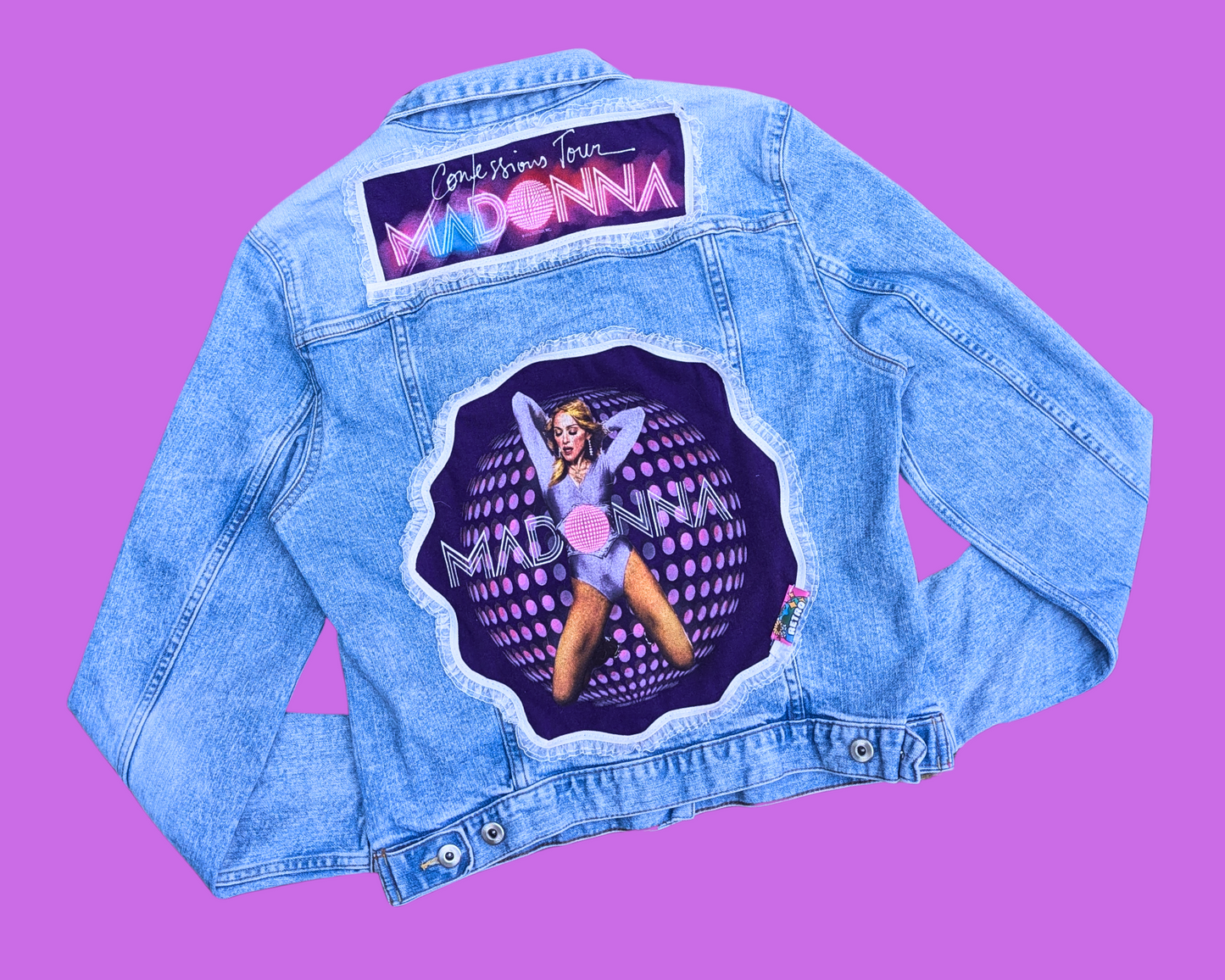Handmade, Upcycled Madonna, Confessions on a Dance Floor Denim Jacket Size US 10, Size M
