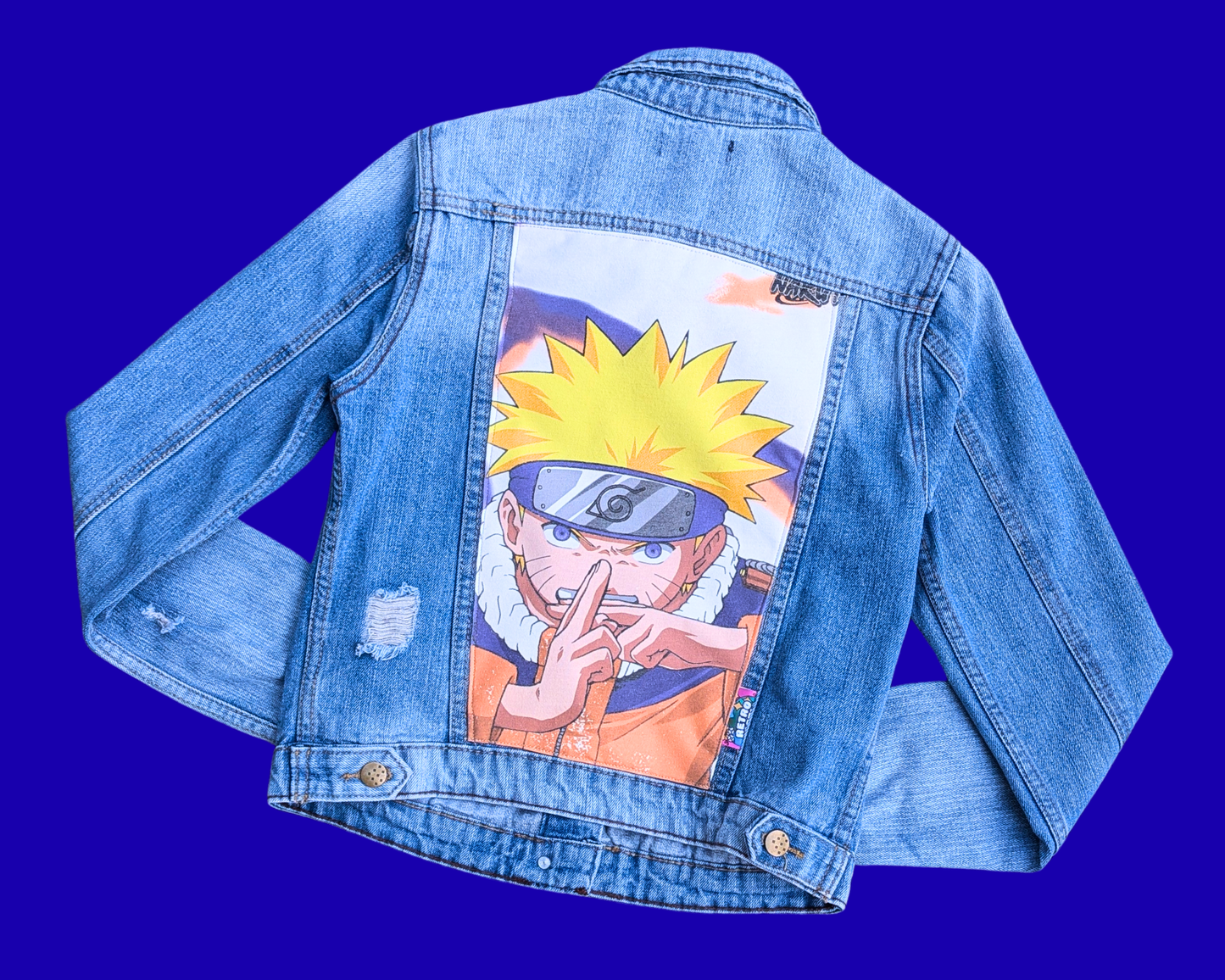 Handmade, Upcycled Naruto Denim Jacket Size L