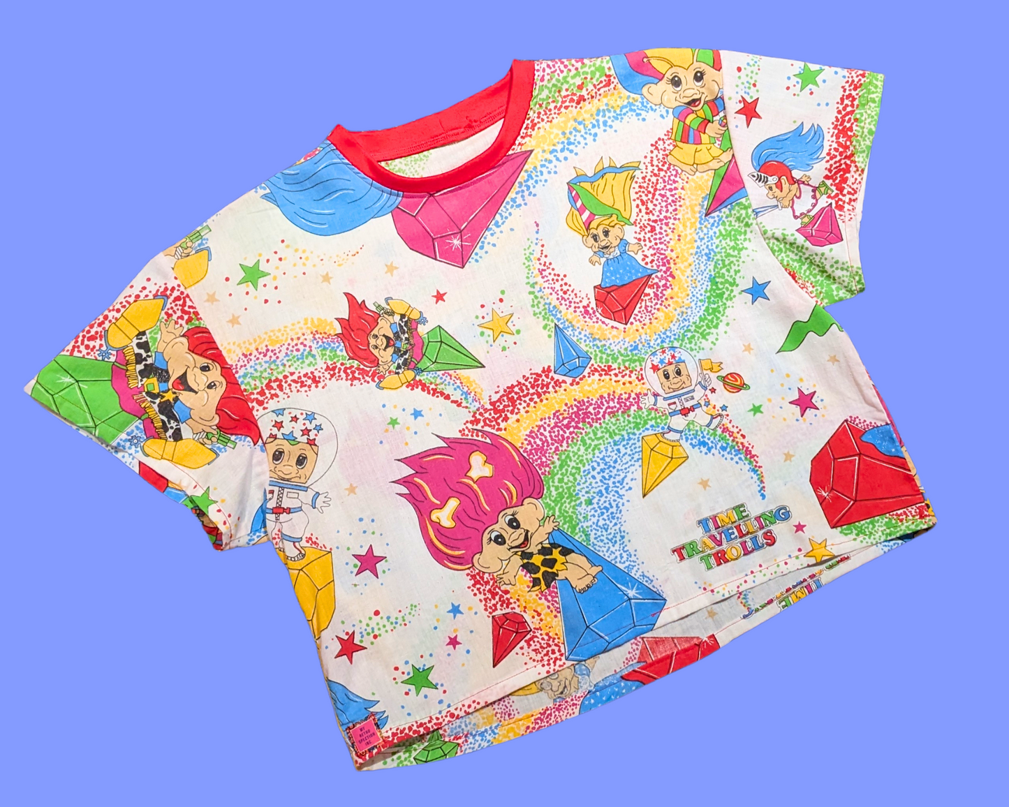 Handmade, Upcycled The Traveling Trolls Crop Top Oversized M