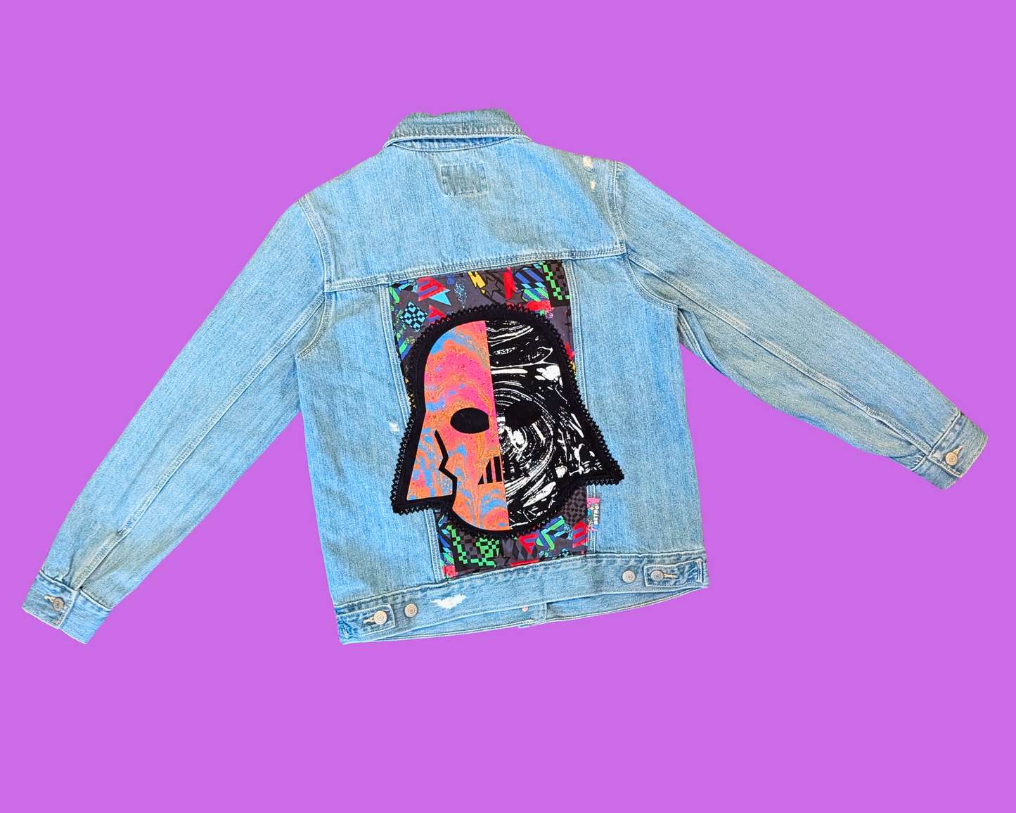 Veste en jean Star Wars Dark Vador faite main et recyclée, taille S