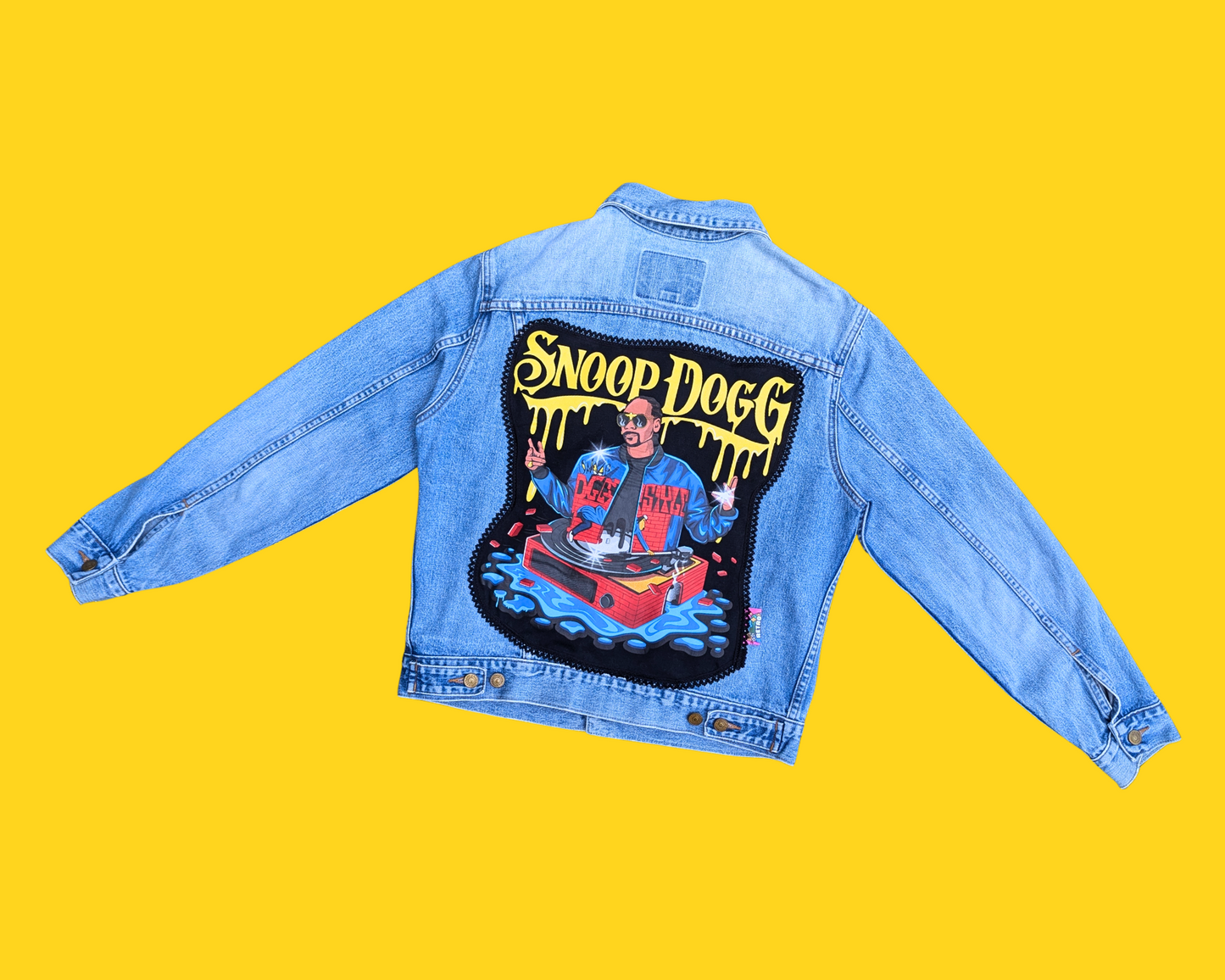Handmade, Upcycled Snoop Dogg Denim Jacket Size XS