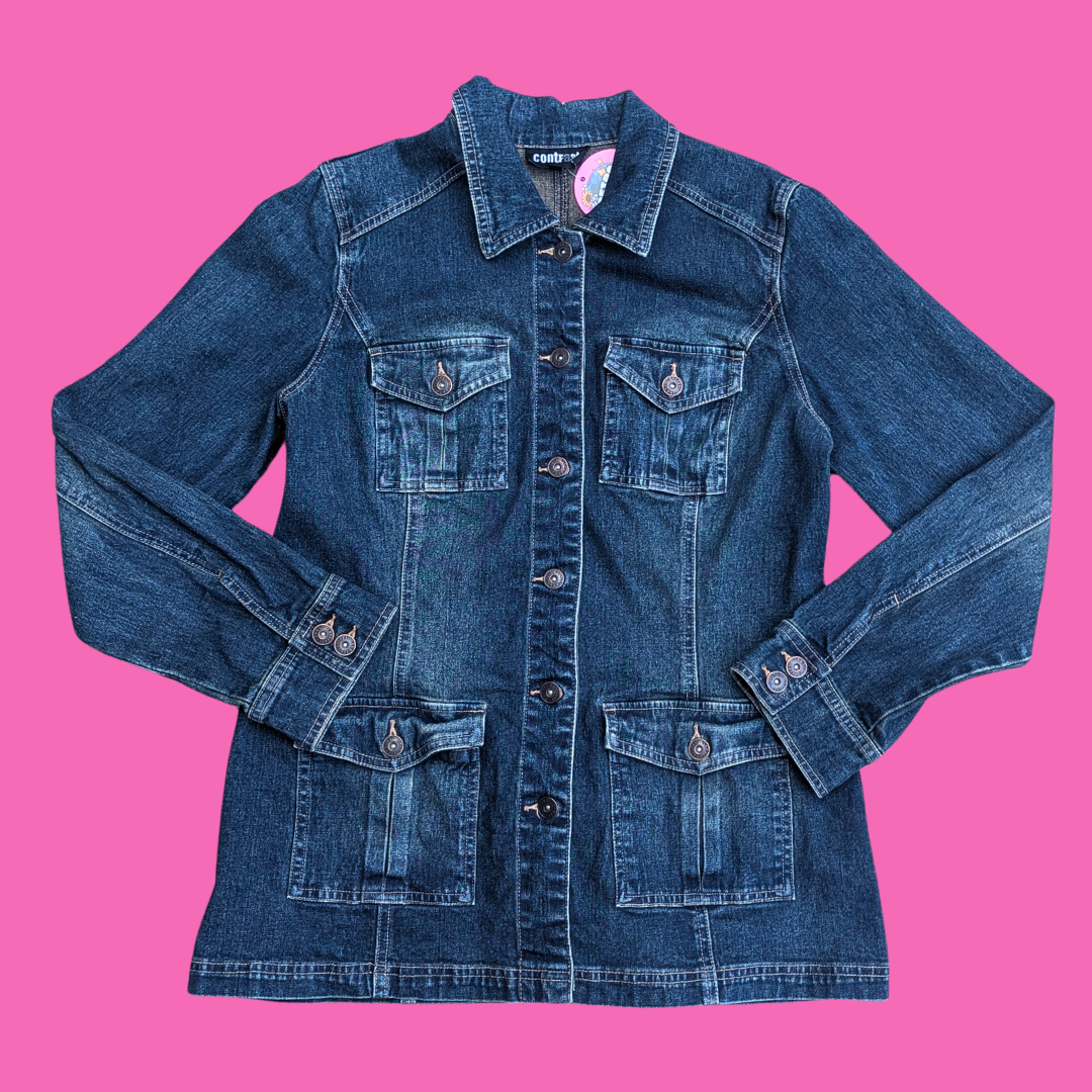 The Beatles Let It Be Upcycled T-Shirt Denim Jacket Size L