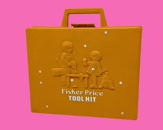 Coffret à outils Fisher Price jaune des années 1980, sans jouets