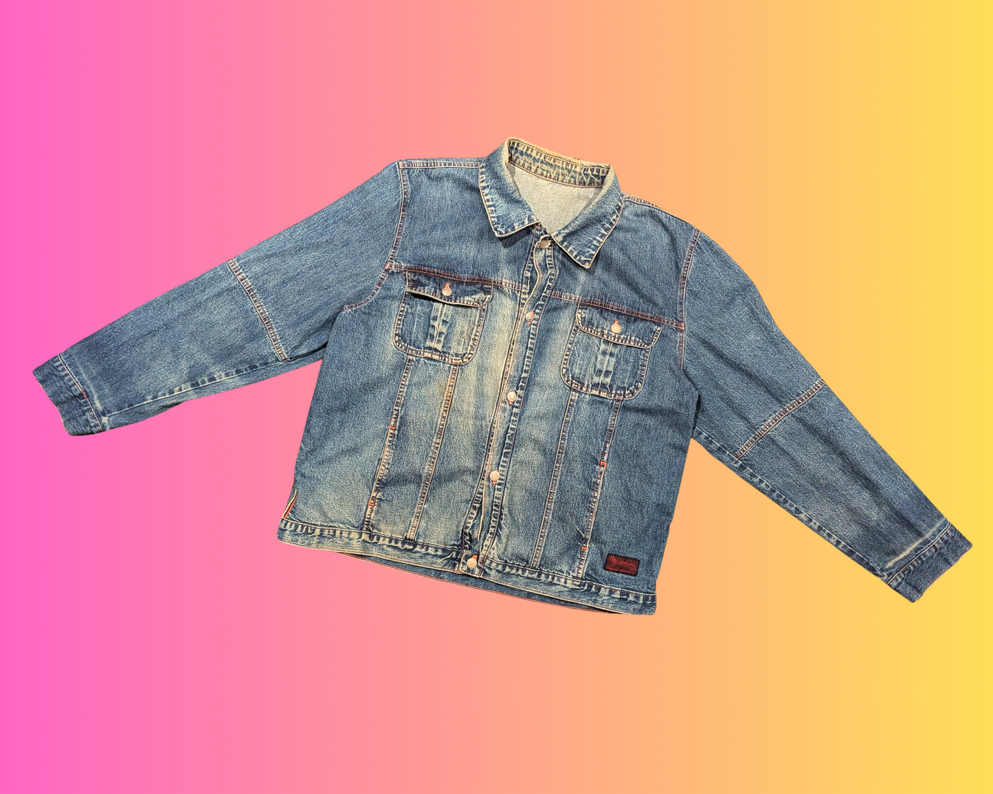 Handmade, Upcycled ''Here Comes The Apocalypse'' Steven Rhodes Denim Jacket Size XL