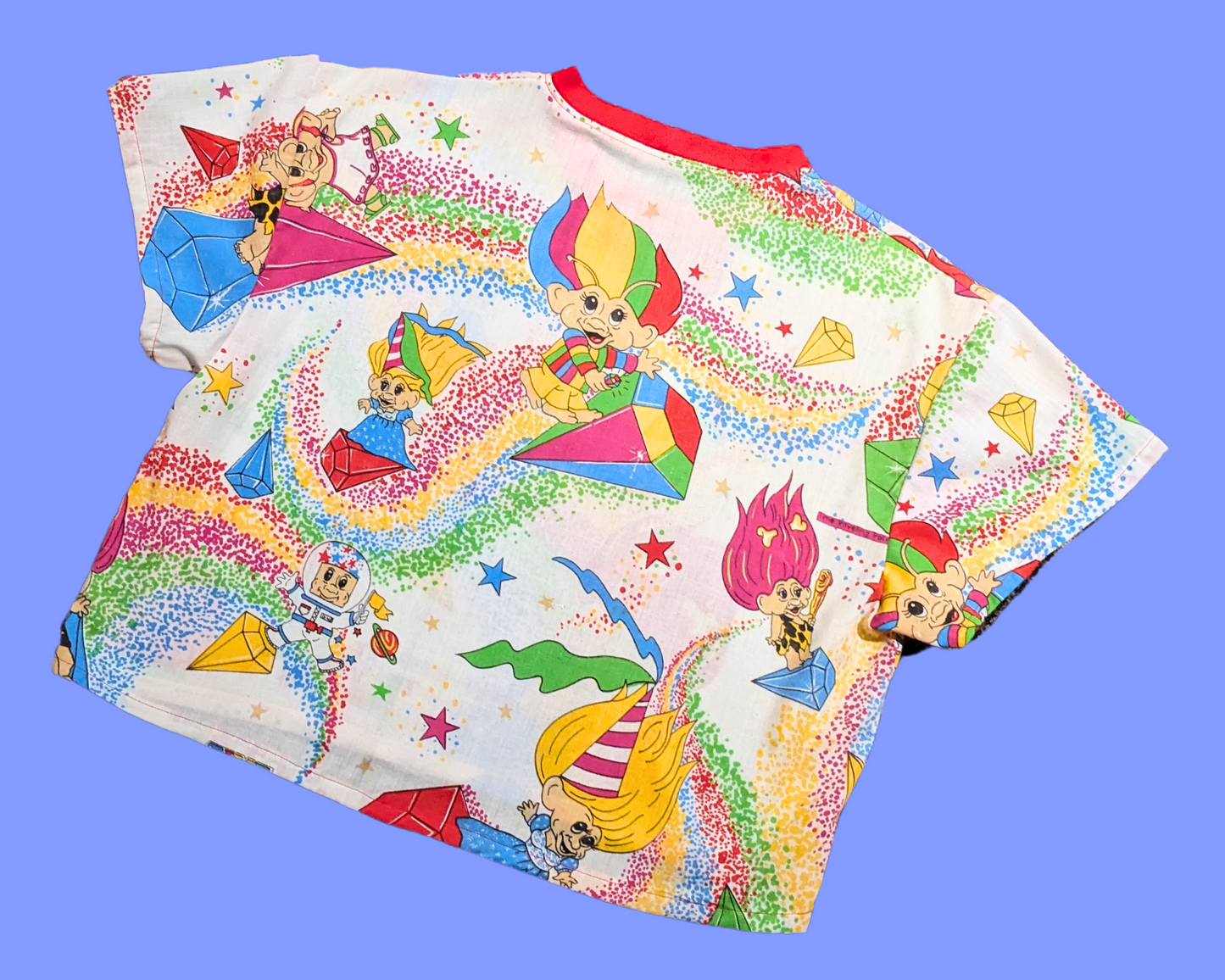 Handmade, Upcycled The Traveling Trolls Crop Top Oversized M