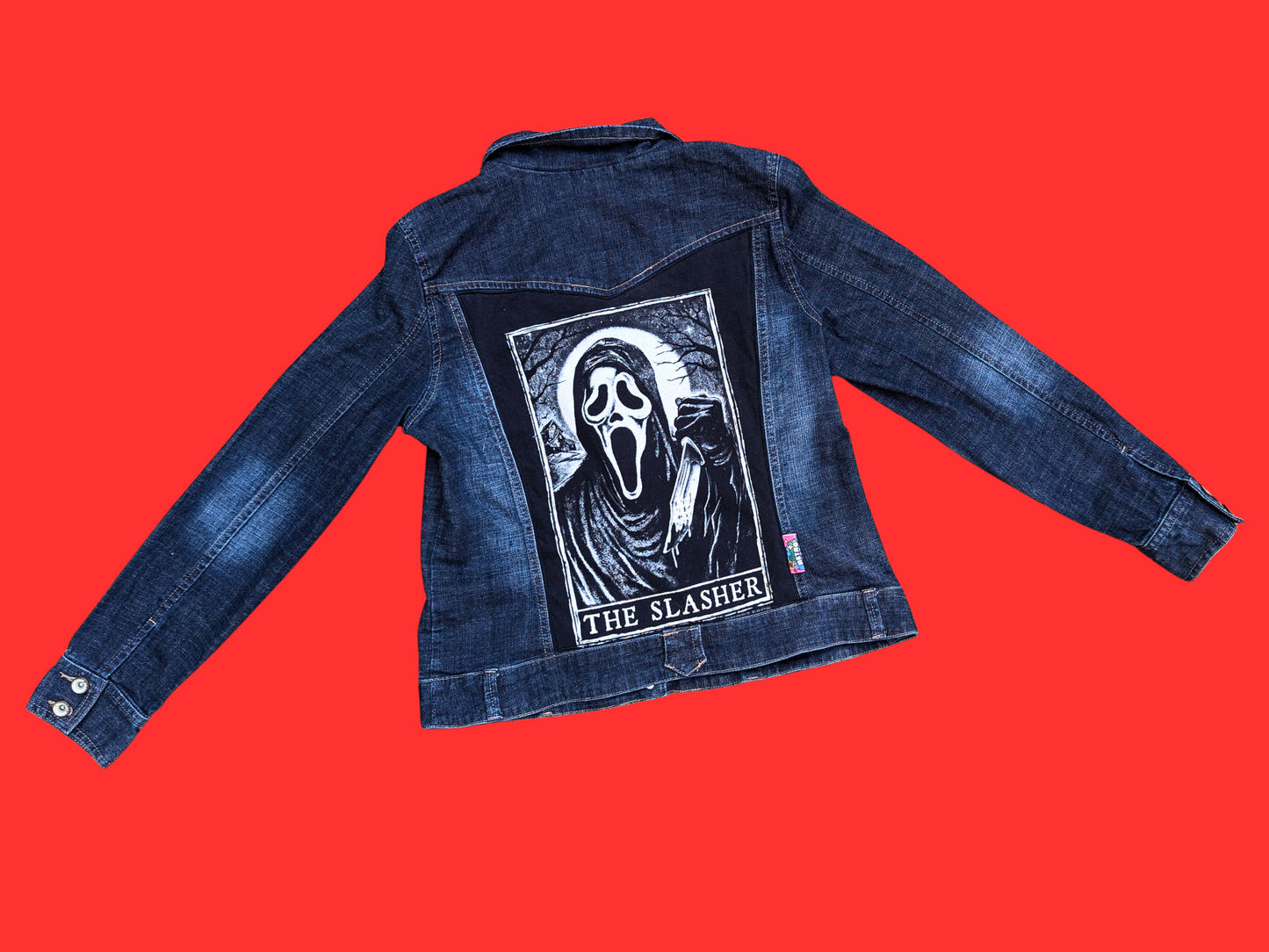 Handmade, Upcycled Scream, The Slasher Black Jacket Size L