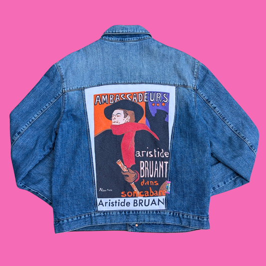 Aristide Bruant Upcycled T-Shirt Denim Jacket Size L