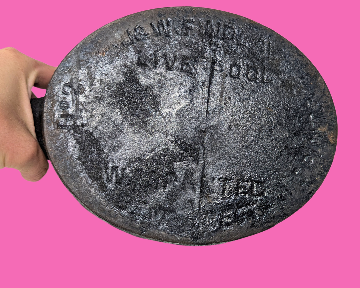 Grande bouilloire anglaise antique en fonte et laiton du XIXe siècle
