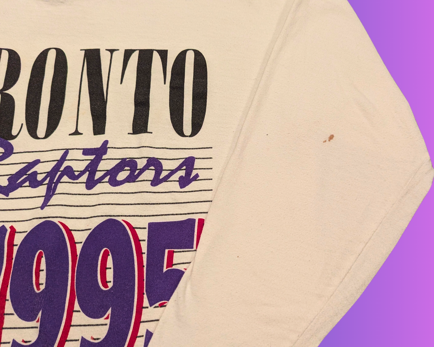 Maillot de basketball à manches longues Y2K des Raptors de Toronto 1995, taille M