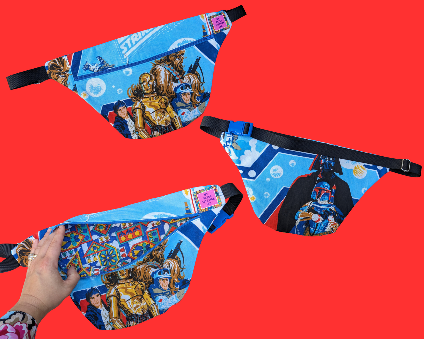 Handmade, Upcycled Vintage Star Wars The Empire Strikes Again Bedsheet T-Shirt Dress Fits S-M-L-XL with Matching Fanny Pack