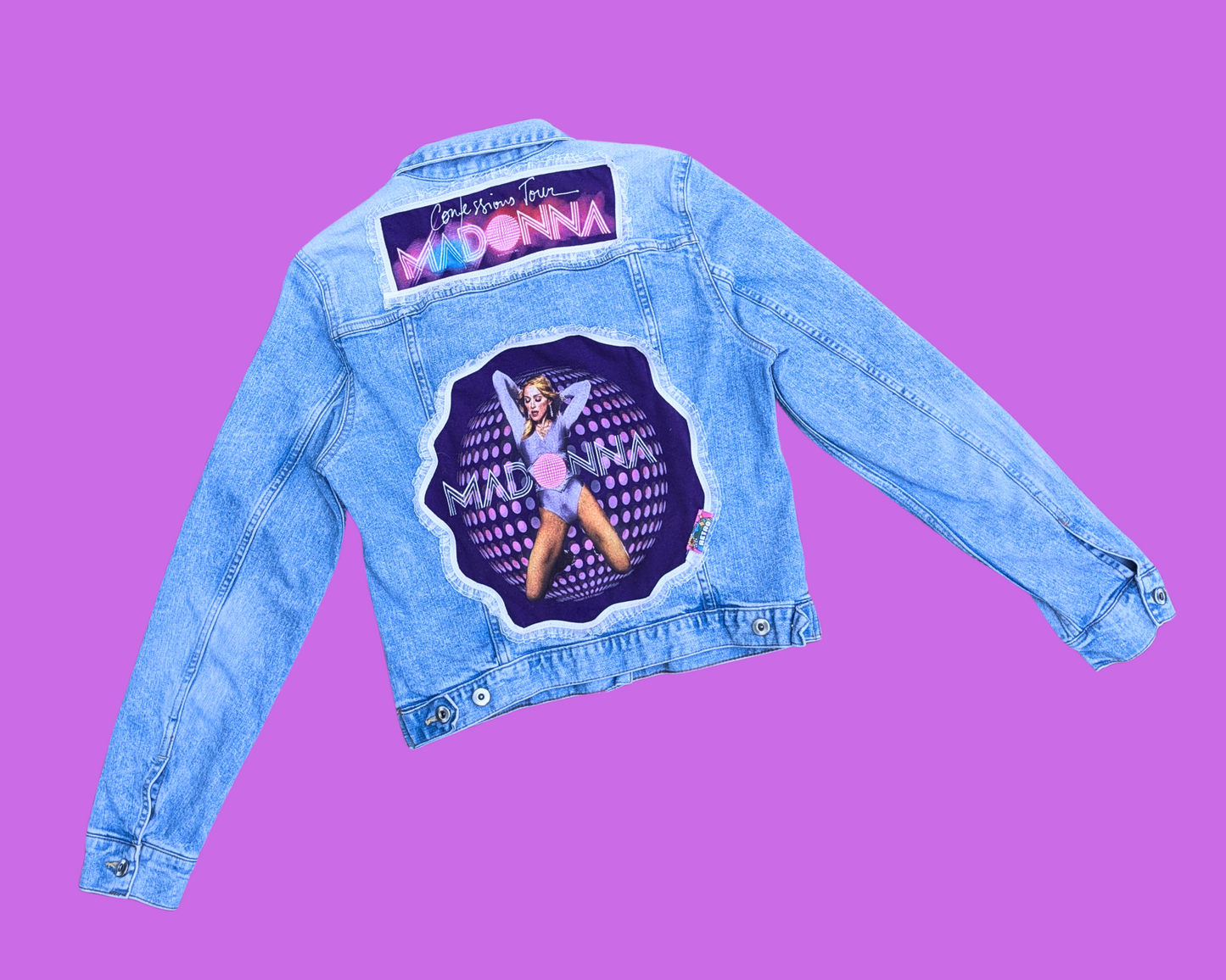 Handmade, Upcycled Madonna, Confessions on a Dance Floor Denim Jacket Size US 10, Size M