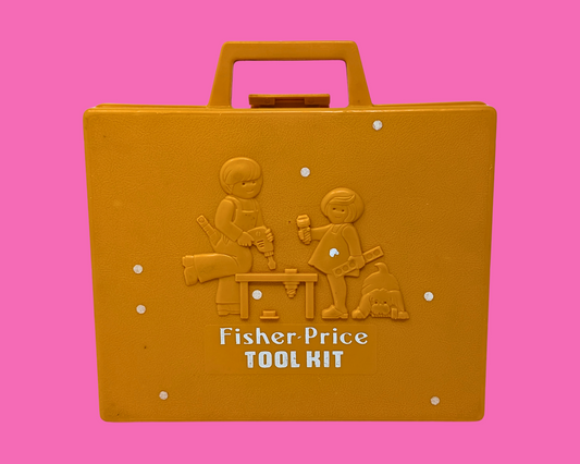Coffret à outils Fisher Price jaune des années 1980, sans jouets