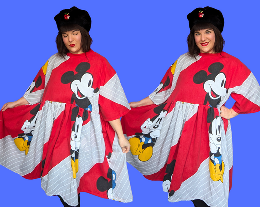Robe t-shirt rouge Mickey Mouse de Walt Disney, fabriquée à la main et recyclée, taille 2XL