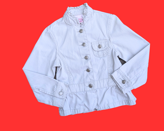 Veste en jean beige Toy Story faite main et recyclée, taille XS, pour fille