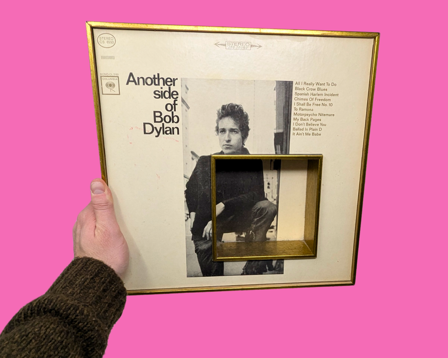 Handmade, Upcycled Another Side of Bob Dylan Record Frame/Small Shelf