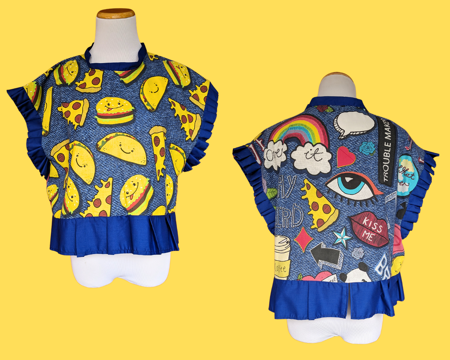Fait à la main, robe t-shirt Pokemon drap de lit recyclé pour SML-XL