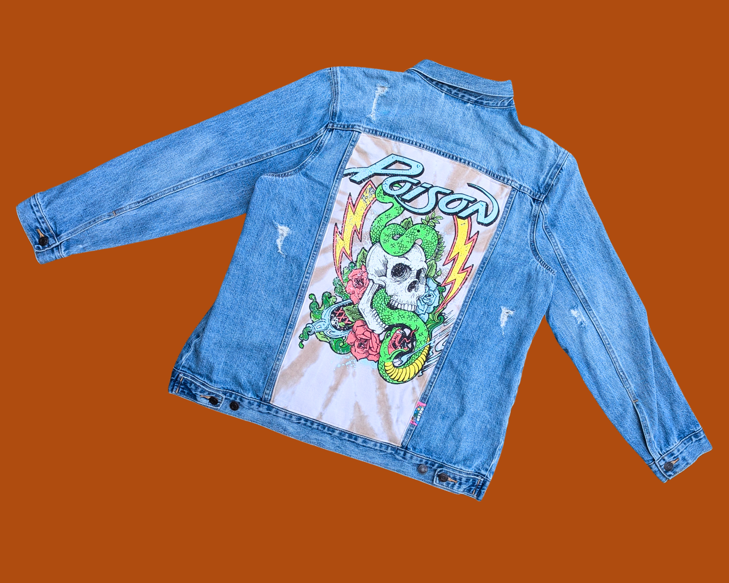 Handmade, Upcycled Poison Denim Jacket Size XL