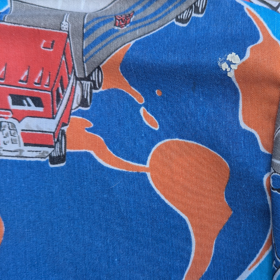 Handmade, Upcycled Transformers Bedsheet T-Shirt Oversized L-XL, Fitted 2XL
