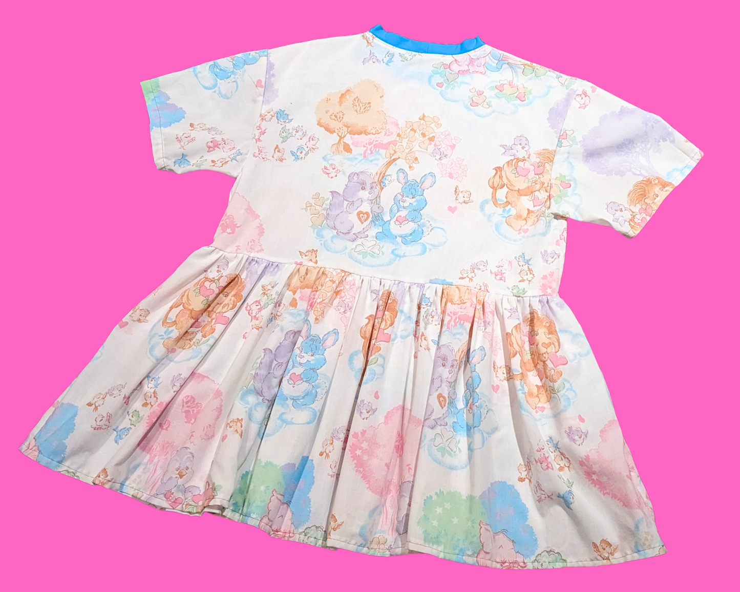 Handmade, Upcycled Carebears Bedsheet T-Shirt Dress Fits S-M-L-XL