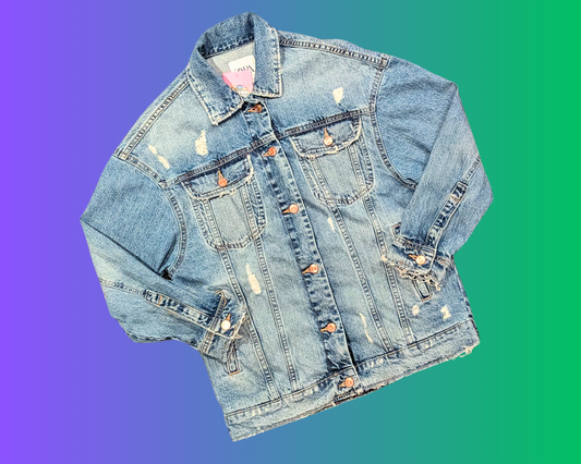 Veste en jean Be Fuckin' Nice faite à la main et recyclée, taille XS
