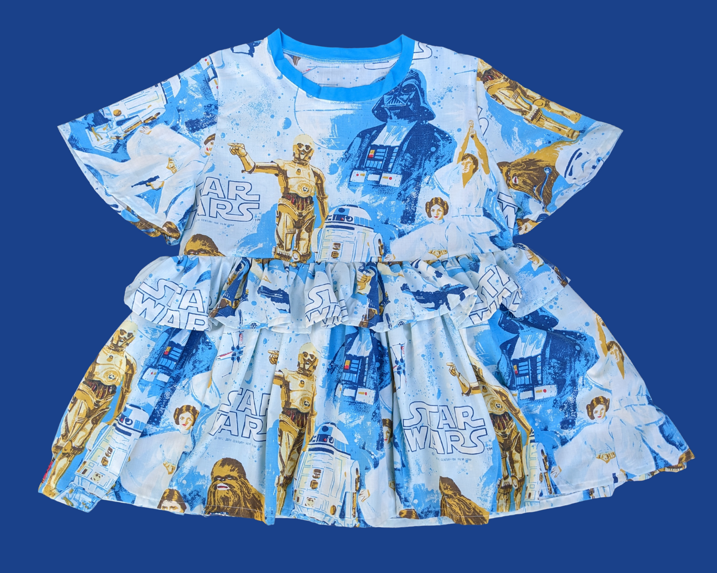 Handmade, Upcycled Vintage 1977 Star Wars, A New Hope Bedsheet Dress with Matching Detachable Collar Size 3XL