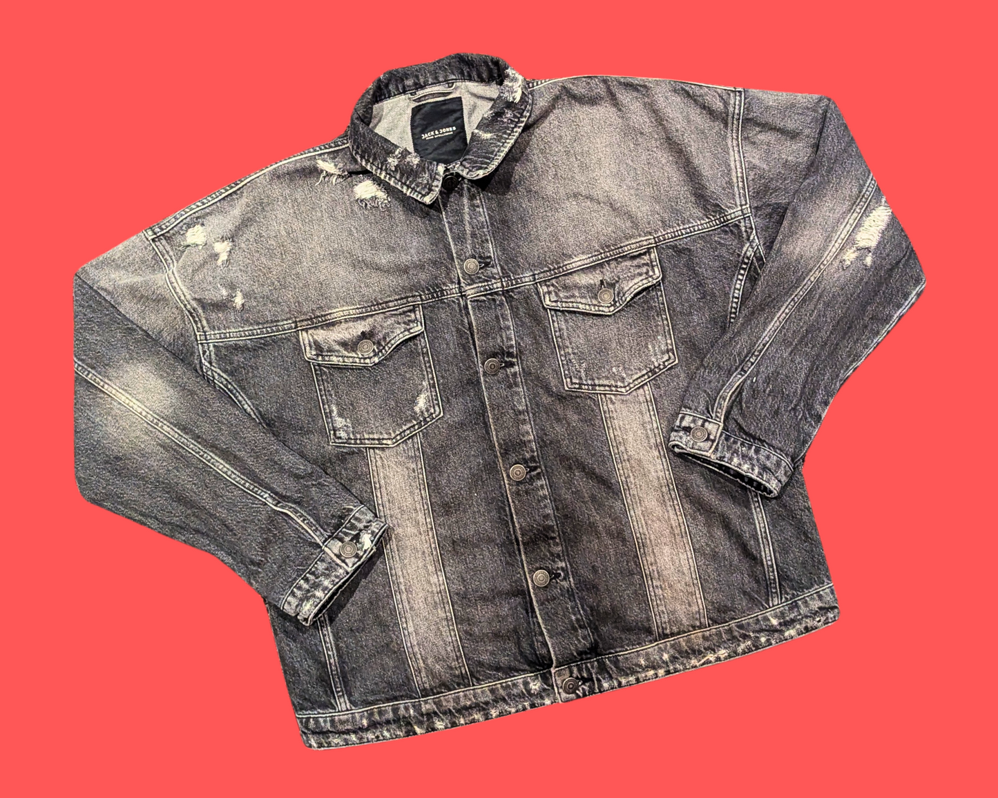 Handmade, Upcycled Dragon Ball Z Black Denim Jacket Size L