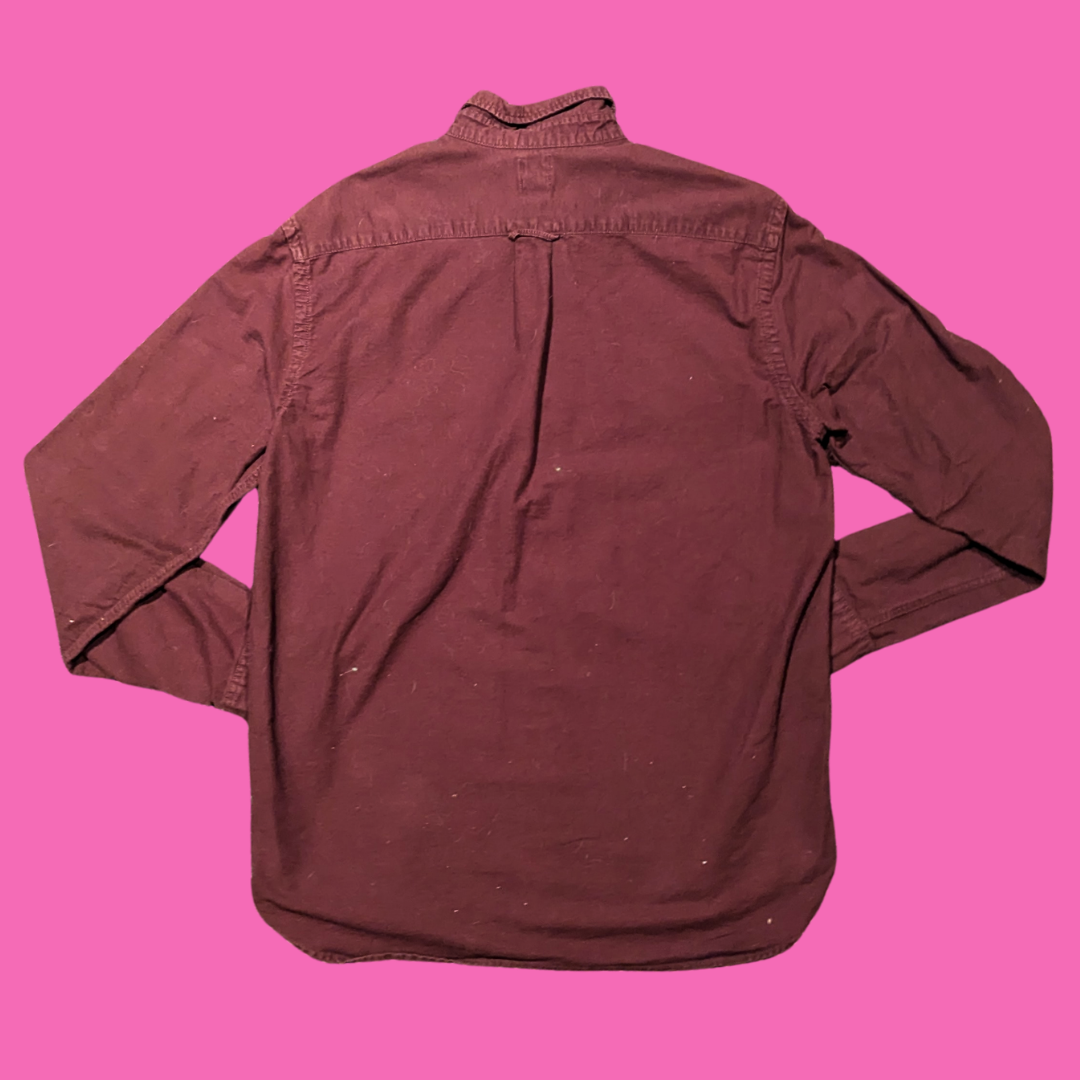 H&M Burgundy Regular Fit Button Down Shirt Size M for Men