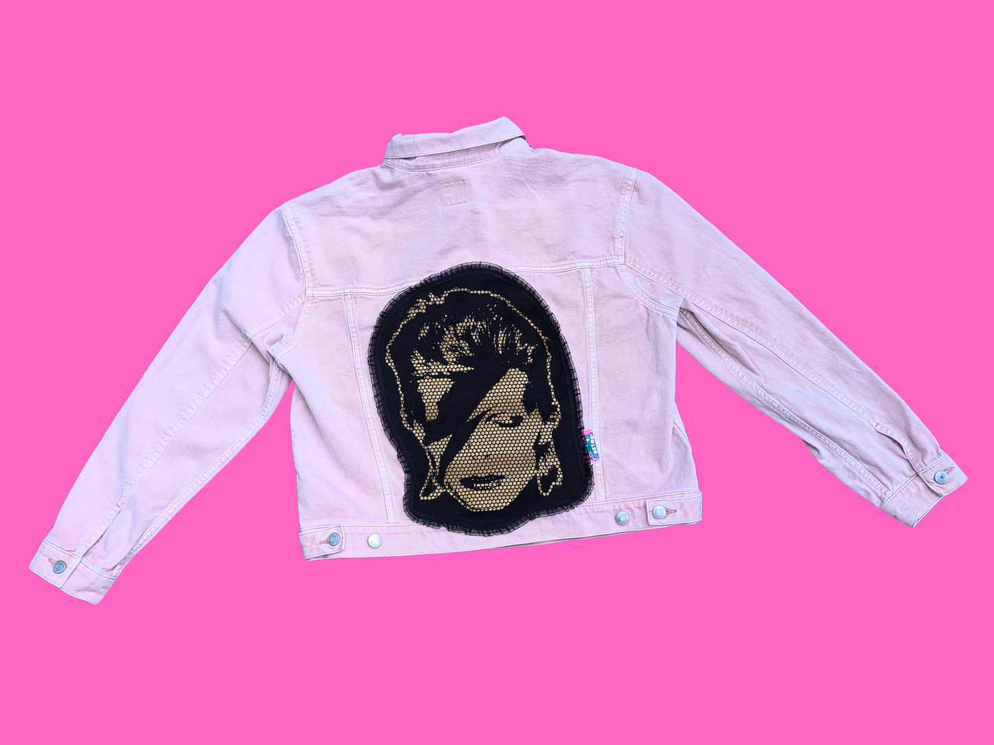 Handmade, Upcycled David Bowie Light Pink Jacket Size L