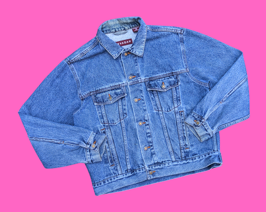 Veste en jean Stranger Things faite à la main et recyclée, taille M