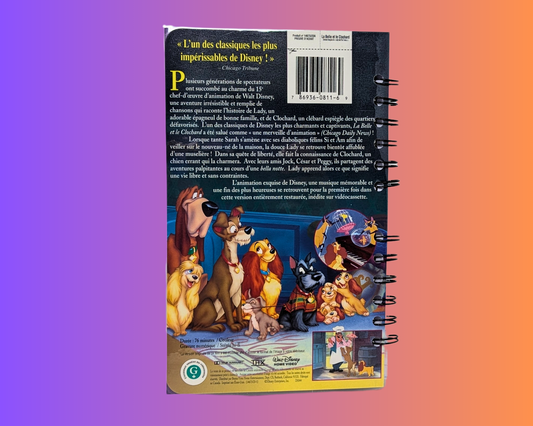 Carnet de notes VHS du film La Belle et le Clochard