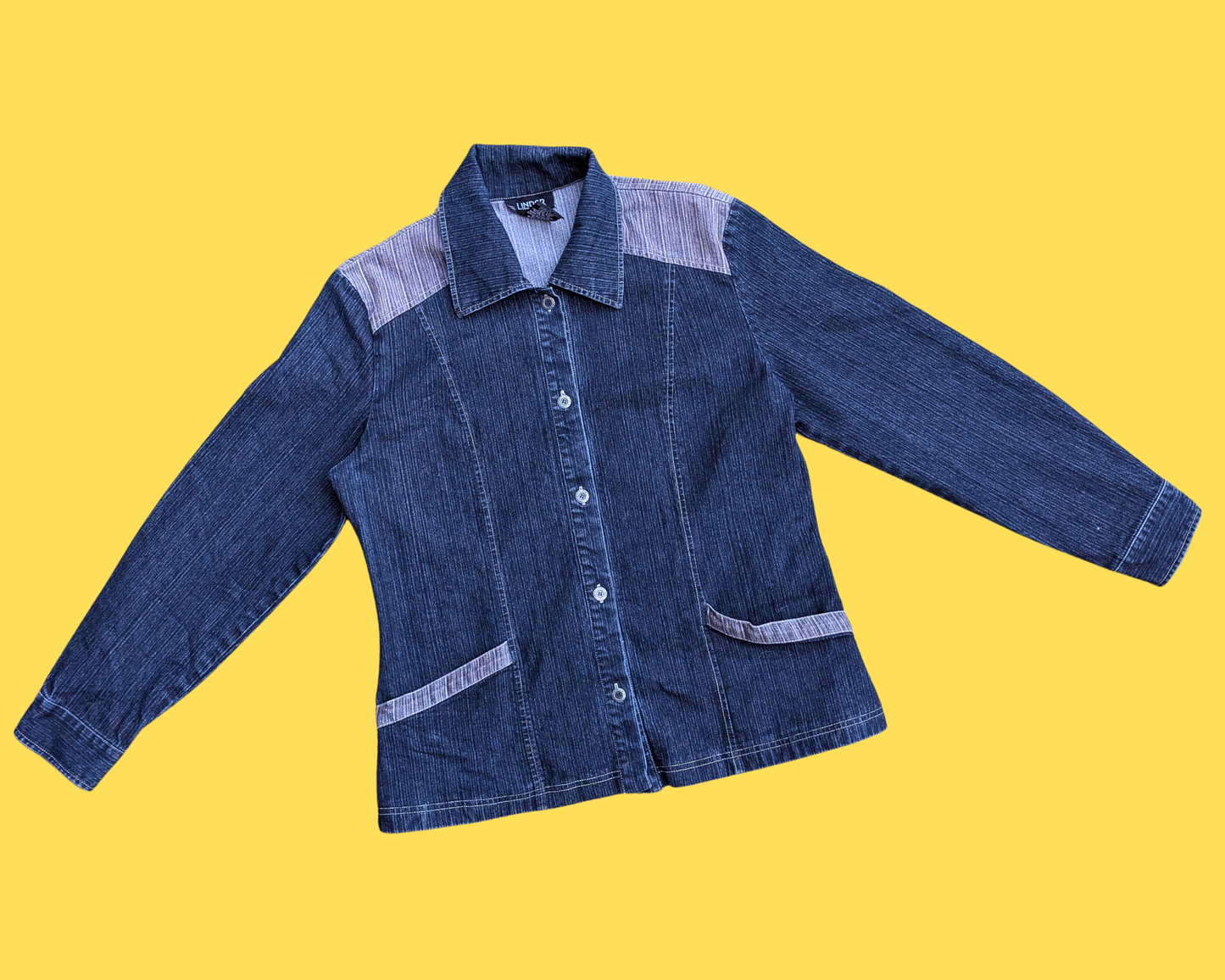 Veste en jean Pop-Art « Not Your Girl !!! » faite à la main et recyclée, taille US 14, XL