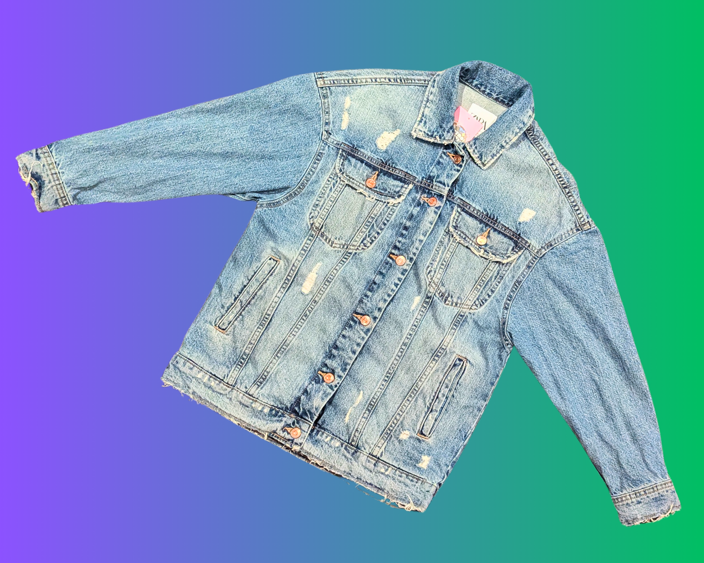 Handmade, Upcycled Be Fuckin' Nice Denim Jacket Size XS