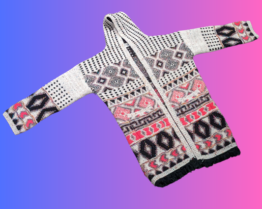 Y2K Long, Funky and Fuzzy Hoodie, Open Cardigan by Katherine Barclay Montréal Size M