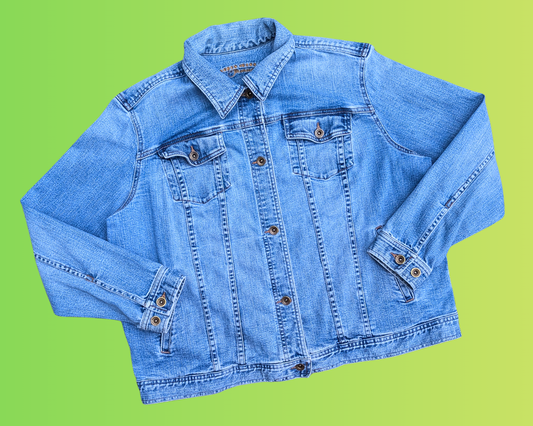 Handmade, Upcycled Friends Denim Jacket Size XL