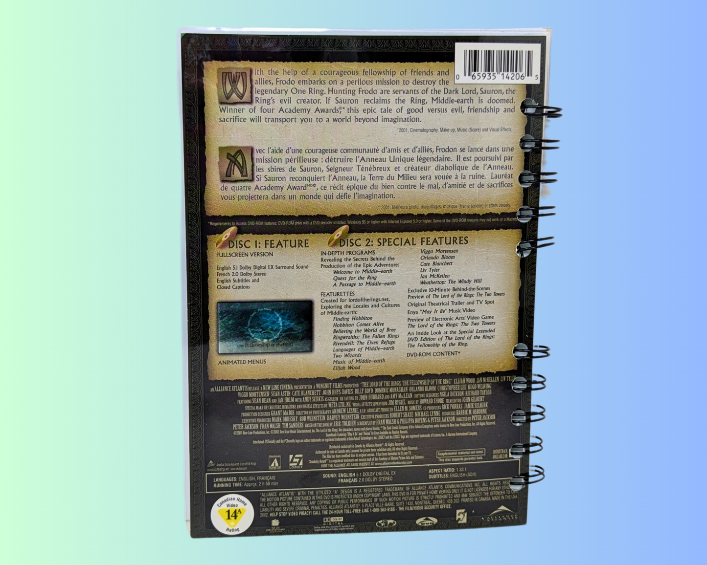 Lord of the Rings The Fellowship of the Rings DVD Movie Notebook