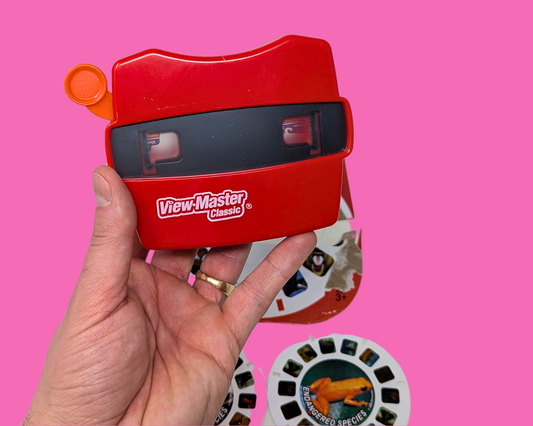 Jouet View-Master rouge Y2K avec disques et emballage d'origine