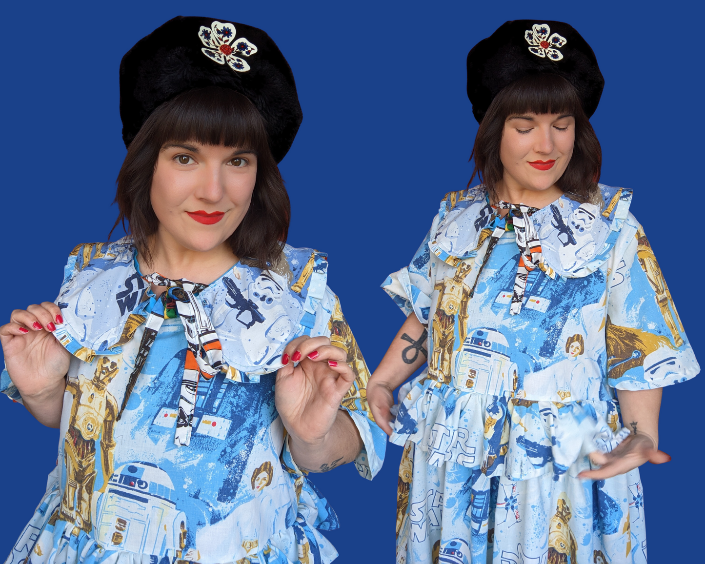 Handmade, Upcycled Vintage 1977 Star Wars, A New Hope Bedsheet Dress with Matching Detachable Collar Size 3XL