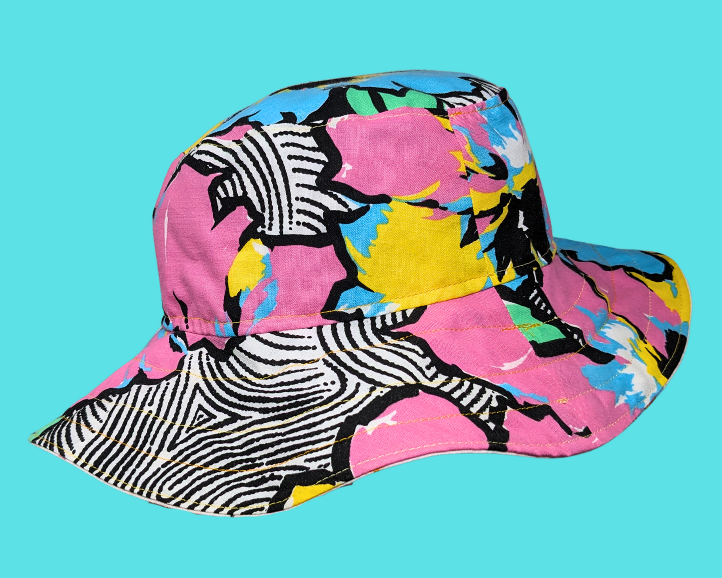 Handmade and Upcycled Vintage 1980's Carebears Bedsheet Reversible Bucket Hat